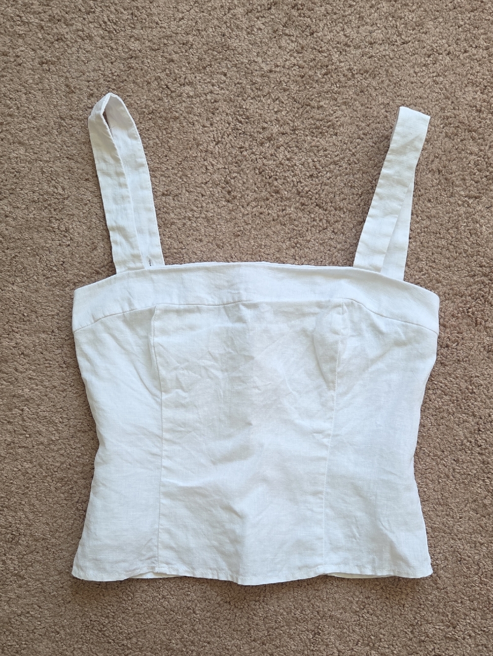 Quince White Linen Square-Neck Cami